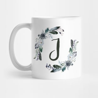 Floral Monogram J Dark Bohemian Flora Mug